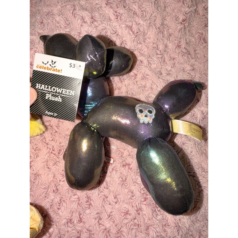 Rainbow Iridescent Balloon Dog Plush Stuffed Animal 8” Animal Halloween Dark